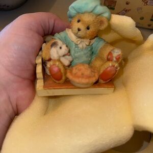 Cherished Teddies “Little Jack Horner” Bear with Puppy Figurine - Blue and Tan